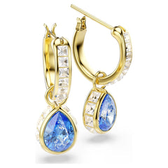 Chroma drop earrings Pear cut, Blue, 18K gold plated