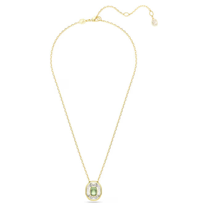 Swarovski Chroma Pendant Octagon cut, Green, Gold-tone plated