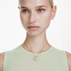 Swarovski Chroma Pendant Octagon cut, Green, Gold-tone plated
