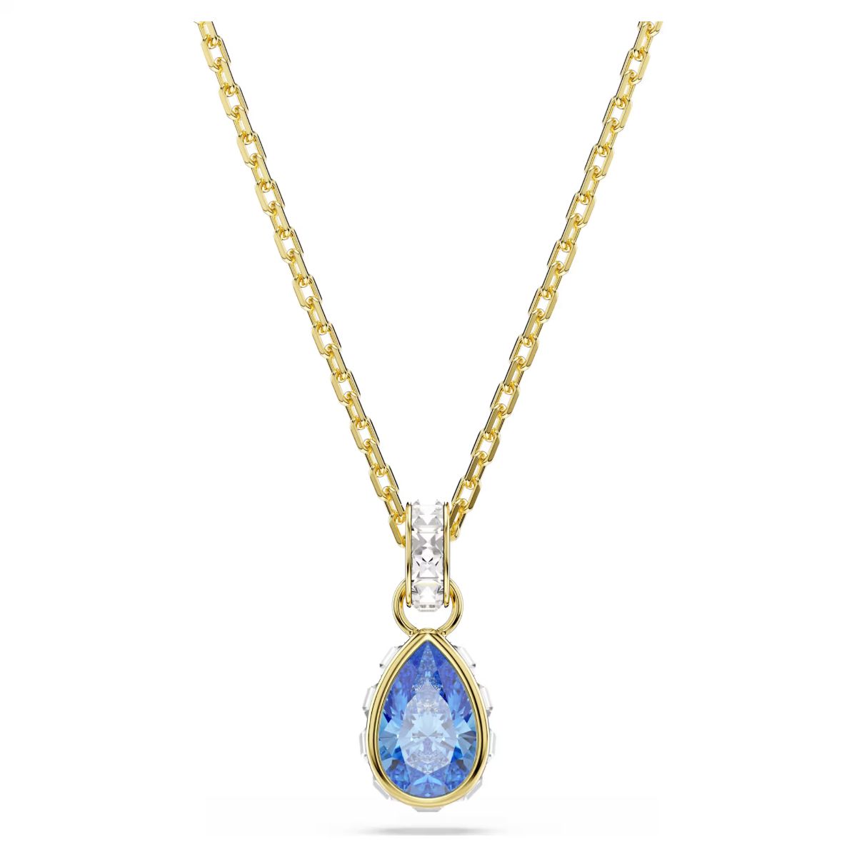 Chroma pendant Pear cut, Blue, 18K gold plated