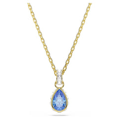 Chroma pendant Pear cut, Blue, 18K gold plated