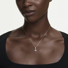 Chroma pendant Pear cut, Blue, 18K gold plated