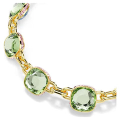 Chroma Tennis necklace - Cushion cut, Multicolored, Gold-tone plated