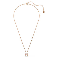 Constella pendant Round cut, Dancing stone, Pink, Rose gold-tone plated