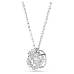 Constella pendant Round cut, Dancing stone, White, Rhodium plated