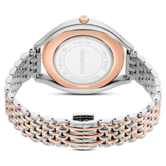Crystalline aura watch Swiss Made, Metal bracelet, Rose gold tone, Mixed metal finish