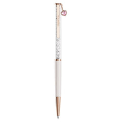 Crystalline ballpoint pen Heart, Pink, Pink lacquered, Rose gold-tone plated