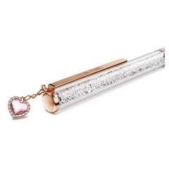 Crystalline ballpoint pen Heart, Pink, Pink lacquered, Rose gold-tone plated