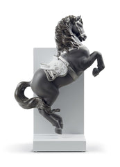 Horse On Courbette Figurine, Silver Luster