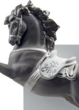 Horse On Pirouette Figurine. Silver Lustre