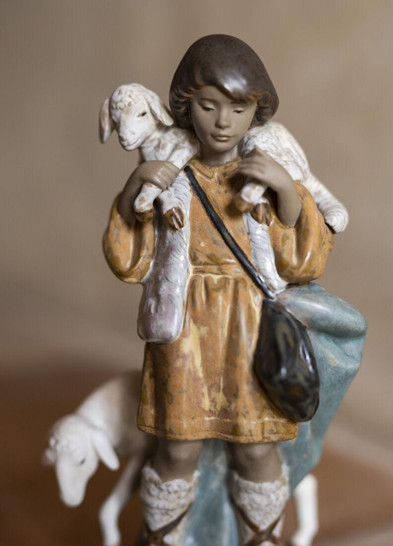 Shepherd Boy Nativity Figurine. Gres