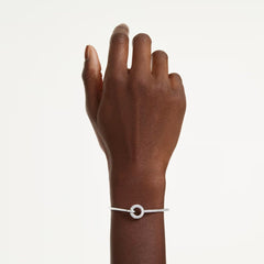 Dextera bangle Round cut, White, Rhodium plated