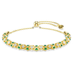 Dextera bracelet Round cut, Green, 18K gold plated