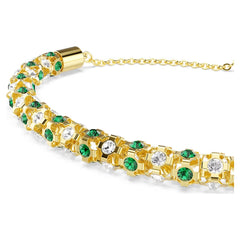 Dextera bracelet Round cut, Green, 18K gold plated