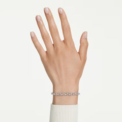Dextera bracelet Round cut, White, Stainless steel