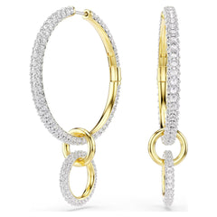 Dextera hoop earrings Round cut, White, Gold-tone plated