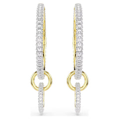 Dextera hoop earrings Round cut, White, Gold-tone plated