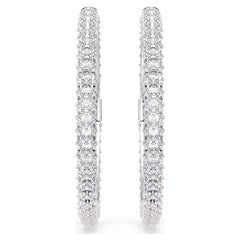 Dextera hoop earrings Round cut, White, Rhodium plated