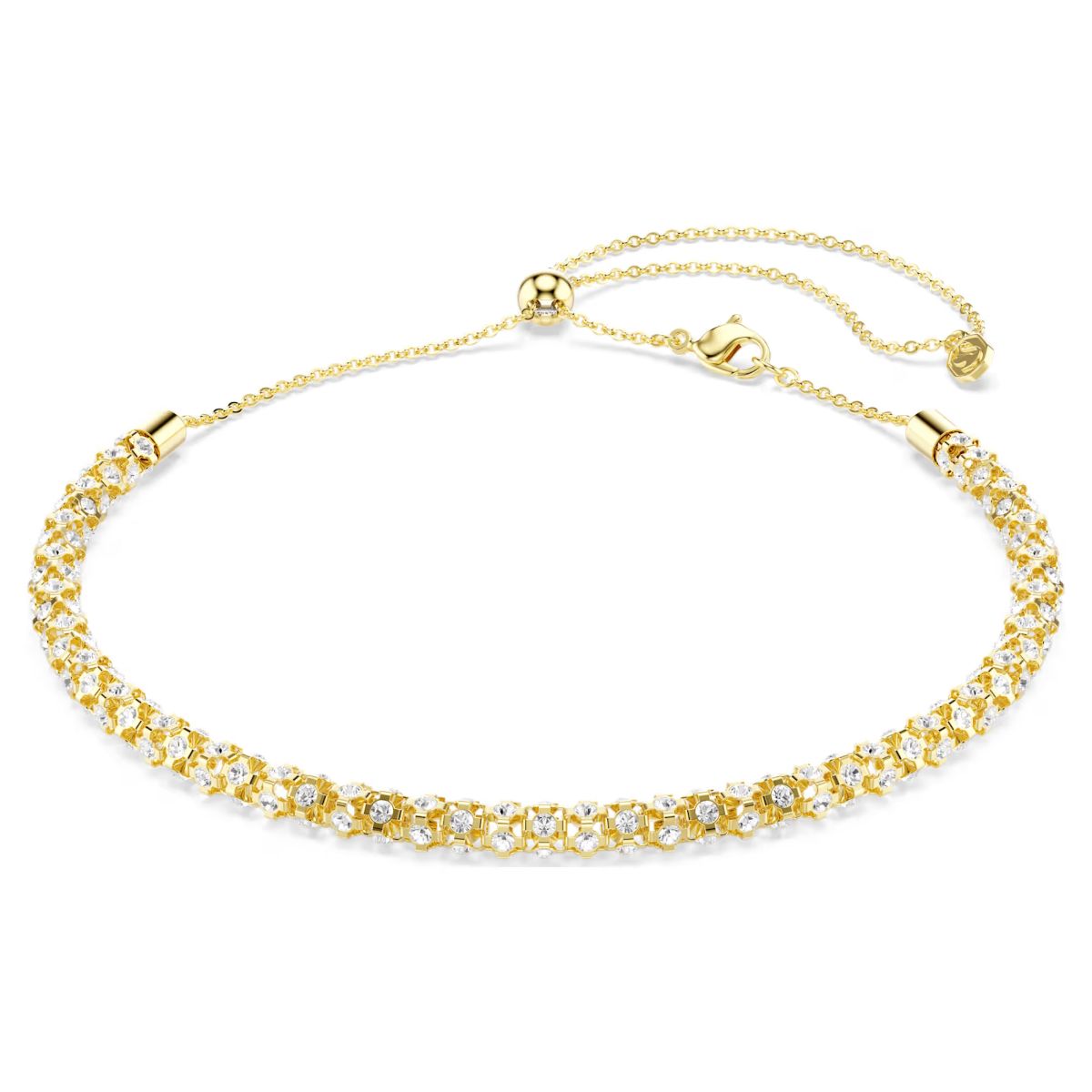Dextera necklace Round cut, White, 18K gold plated