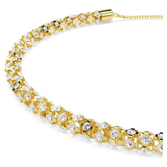Dextera necklace Round cut, White, 18K gold plated