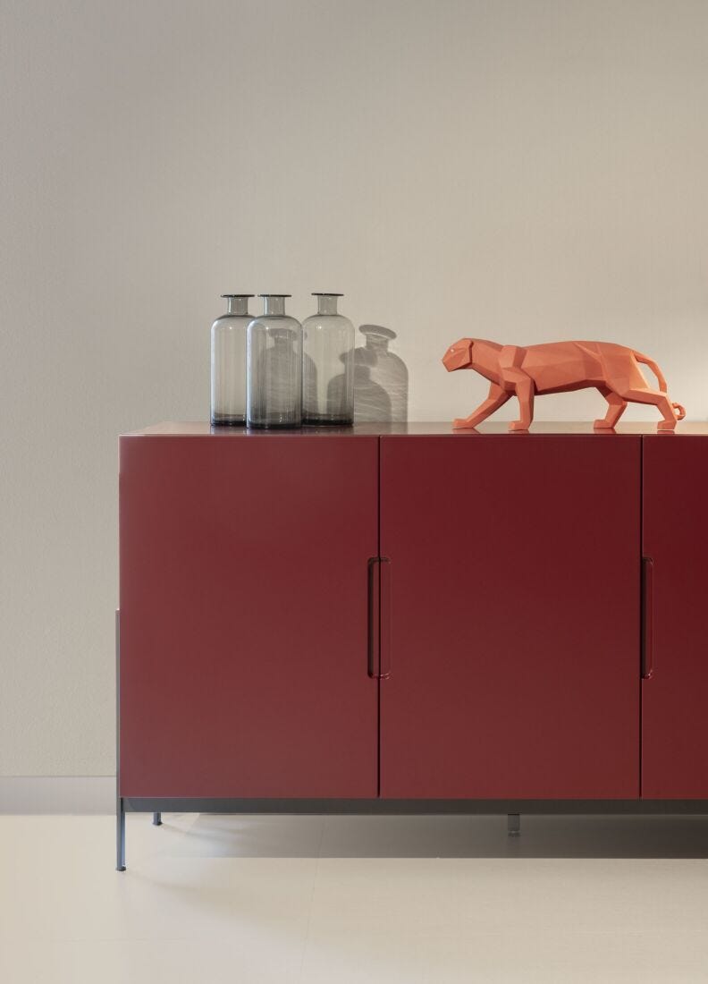 Panther Figurine, Coral Matte