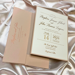 Elegant 2 Layer Calico Glitz Cream Invitation