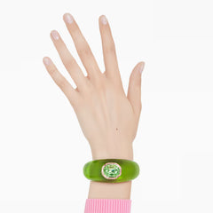 Dulcis cuff, Octagon cut, Pavé, Green, Gold-tone plated