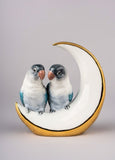 Fly Me To The Moon Birds Figurine. Golden Lustre