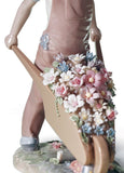 Wheelbarrow With Flowers Boy Figurine
