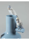 Parrot Parade Vase. Blue