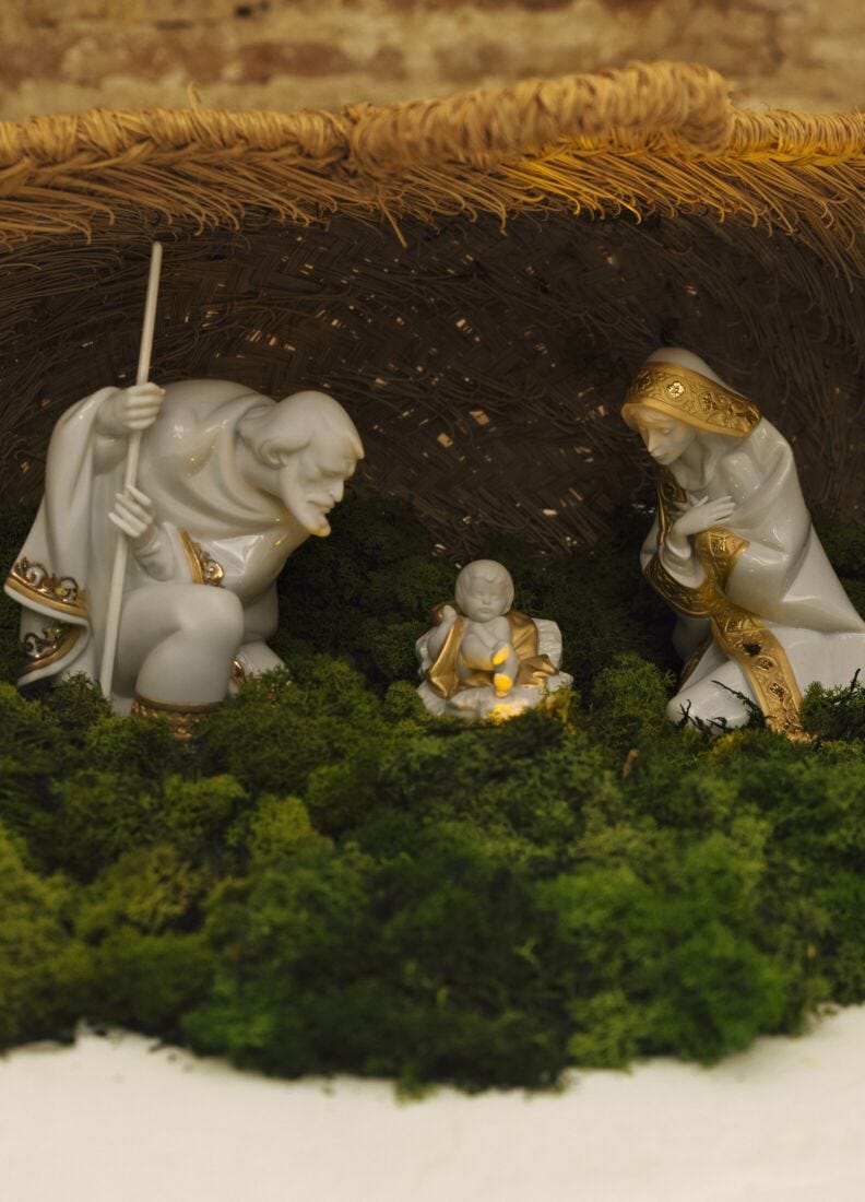 Baby Jesus Nativity Figurine. Golden Lustre