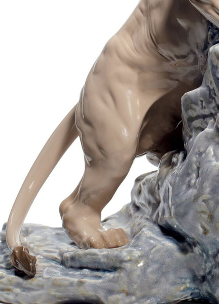 Lion Pouncing Figurine