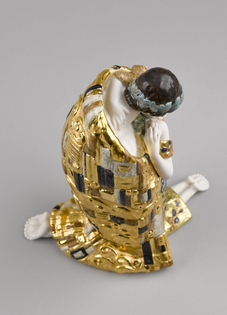 The Kiss Couple Sculpture, Golden Luster