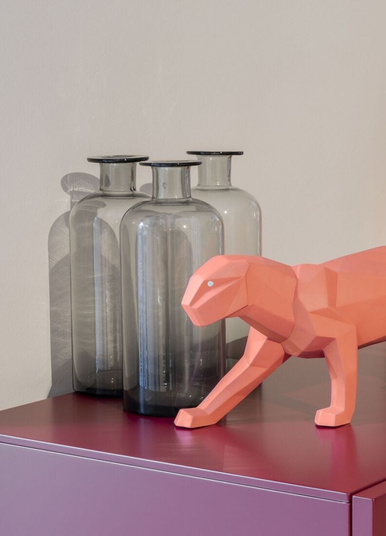 Panther Figurine, Coral Matte