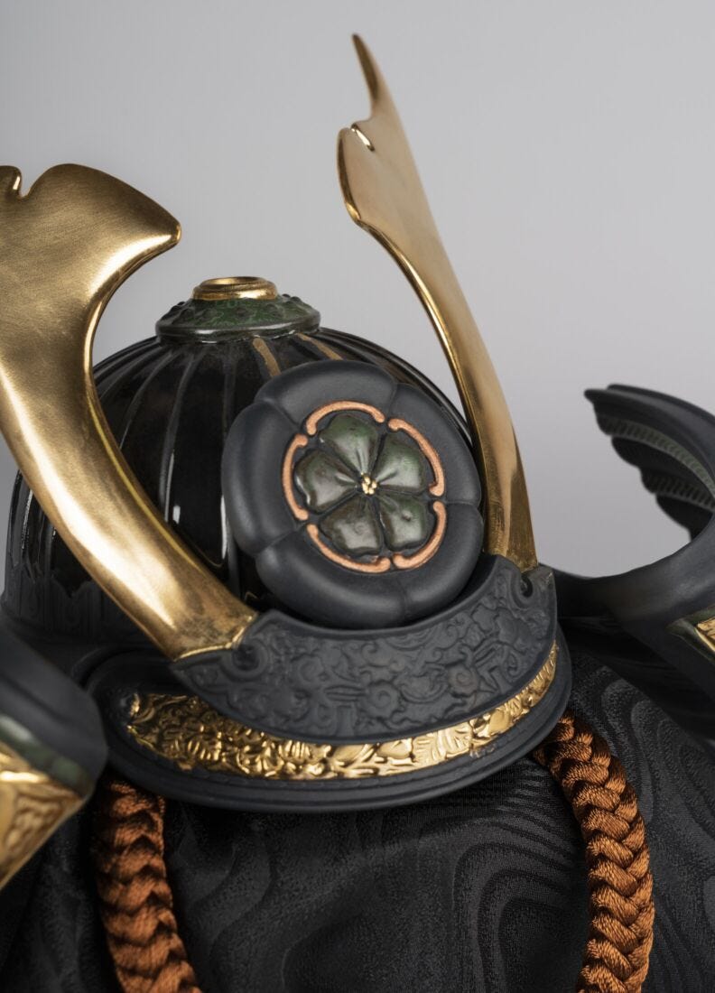 Orange Samurai Helmet Figurine