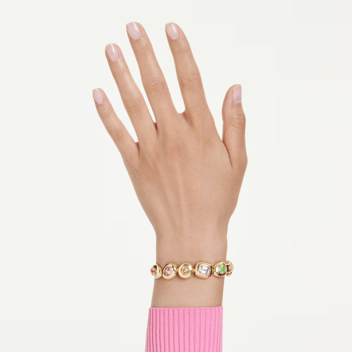 Gema bangle Mixed cuts, Multicolored, Gold-tone plated