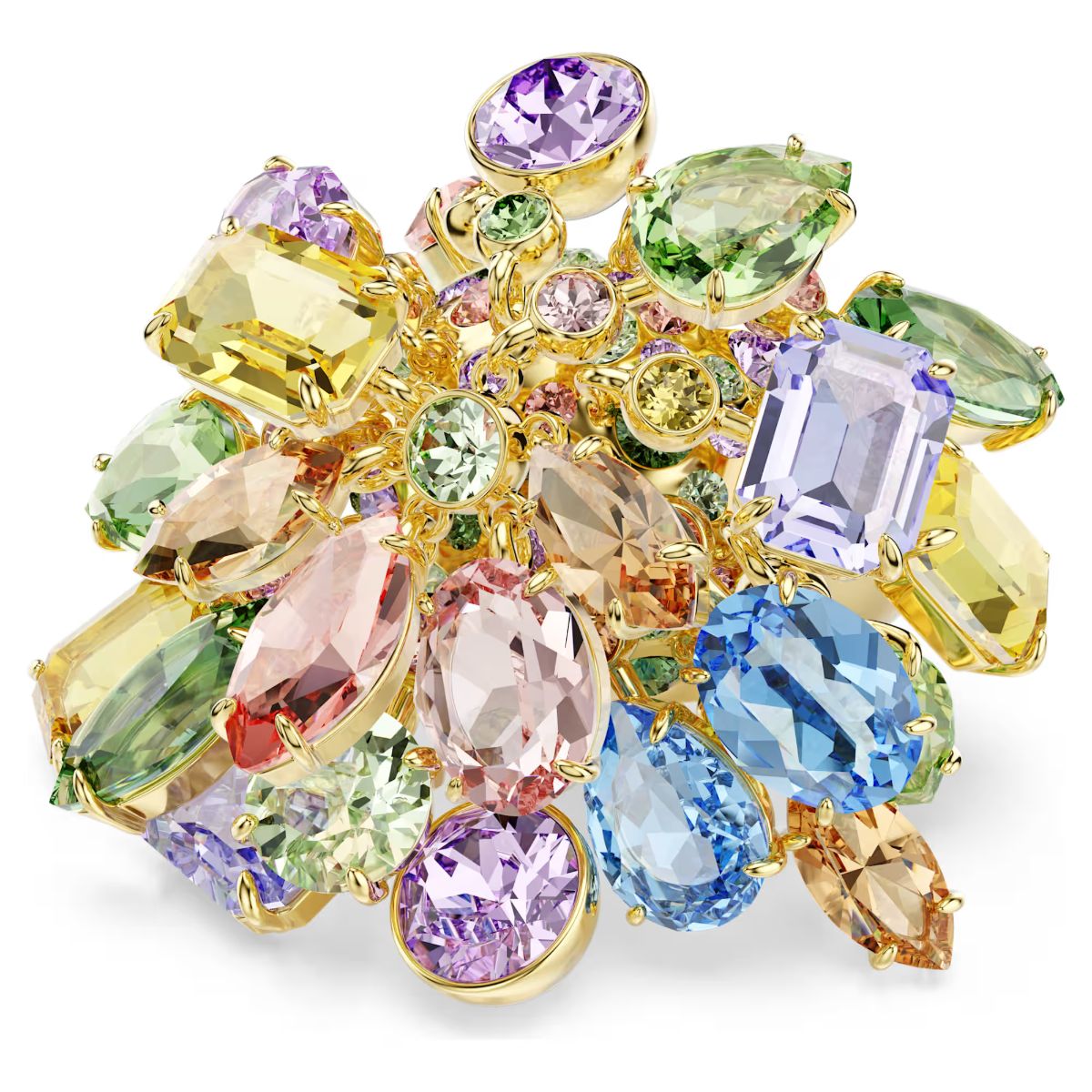 Gema cocktail ring Mixed cuts, Multicolored, 18K gold plated