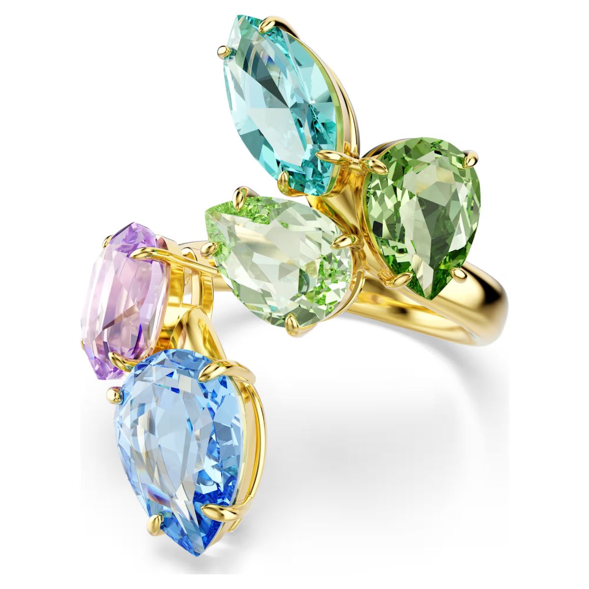 Gema cocktail ring Mixed cuts, Multicolored, Gold-tone plated