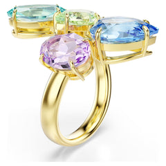 Gema cocktail ring Mixed cuts, Multicolored, Gold-tone plated