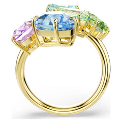 Gema cocktail ring Mixed cuts, Multicolored, Gold-tone plated
