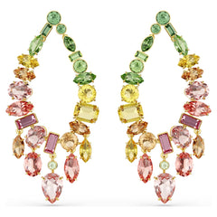 Gema drop earrings Mixed cuts, Chandelier, Multicolored, Gold-tone plated