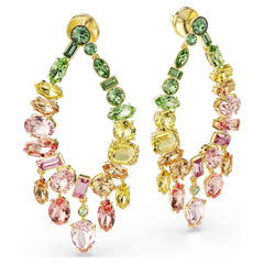 Gema drop earrings Mixed cuts, Chandelier, Multicolored, Gold-tone plated