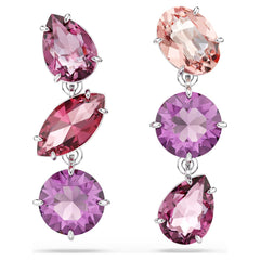 Gema drop earrings Mixed cuts, Pink, Rhodium plated