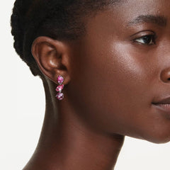 Gema drop earrings Mixed cuts, Pink, Rhodium plated