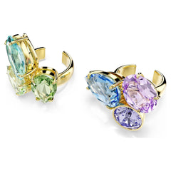 Gema ear cuffs Asymmetrical design, Mixed cuts, Multicolored, 18K gold plated