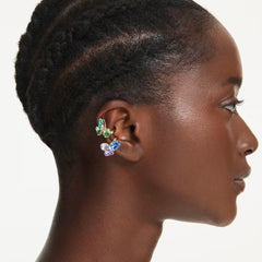 Gema ear cuffs Asymmetrical design, Mixed cuts, Multicolored, 18K gold plated