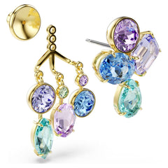 Gema earring jackets Mixed cuts, Multicolored, Gold-tone plated