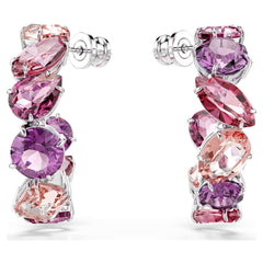 Gema hoop earrings Pink, Rhodium plated