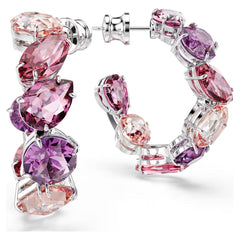 Gema hoop earrings Pink, Rhodium plated