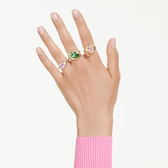 Gema motif ring Set (3), Multicolored, 18K gold plated